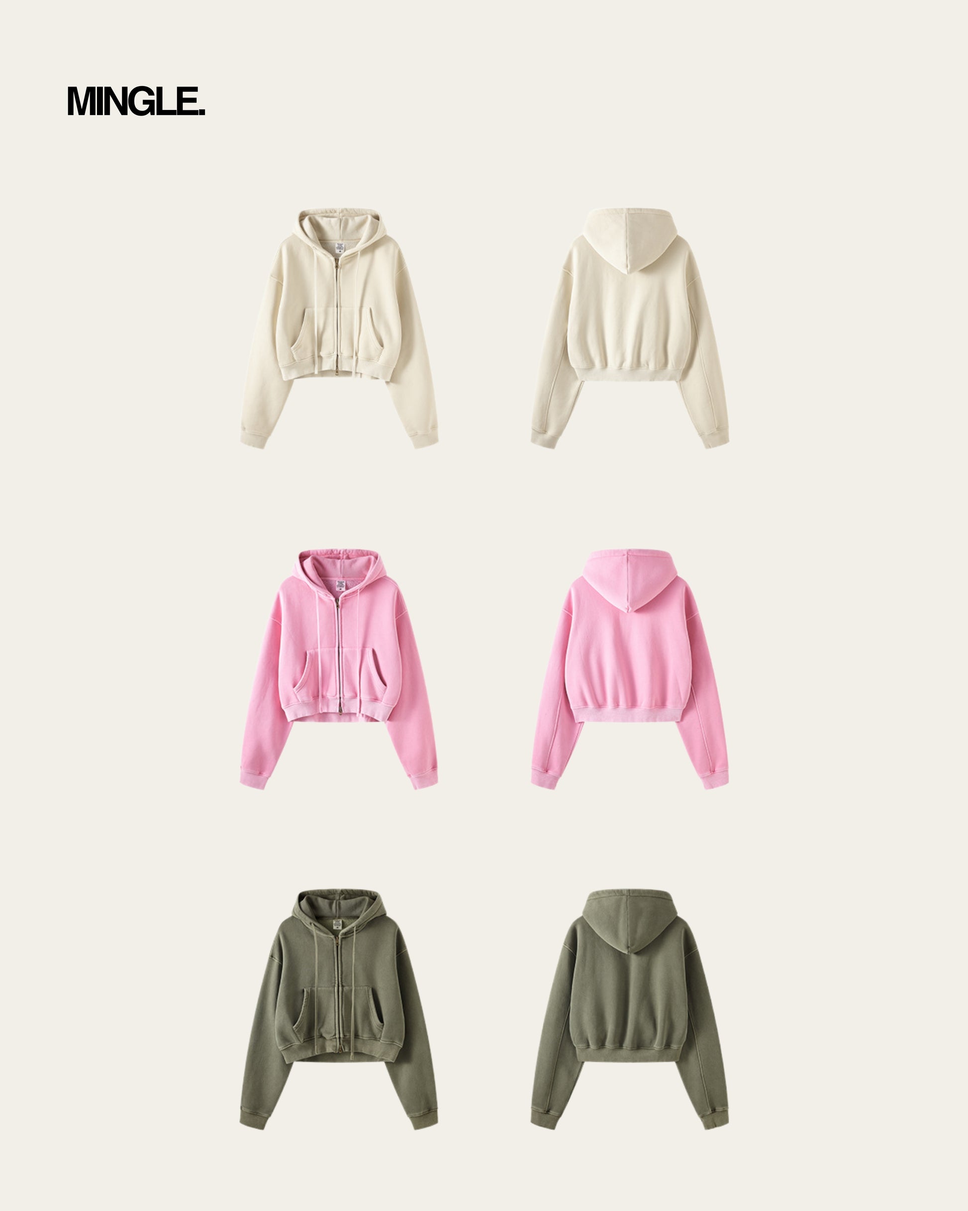 WOMEN CROP FULL ZIP HOODIE