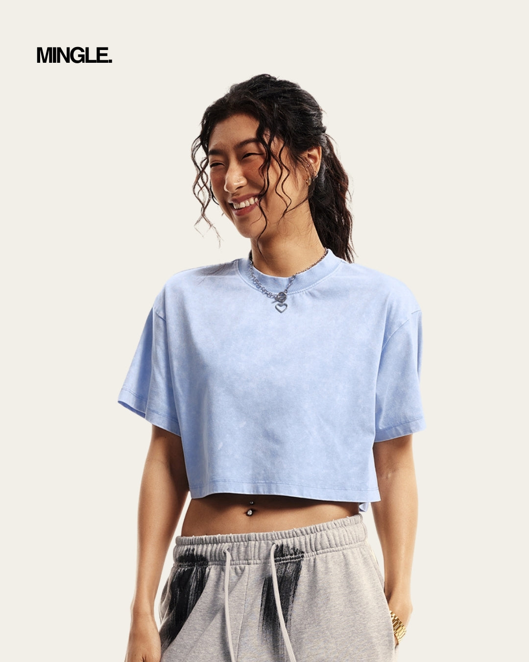 WOMEN WASHED CROP TOP (I)