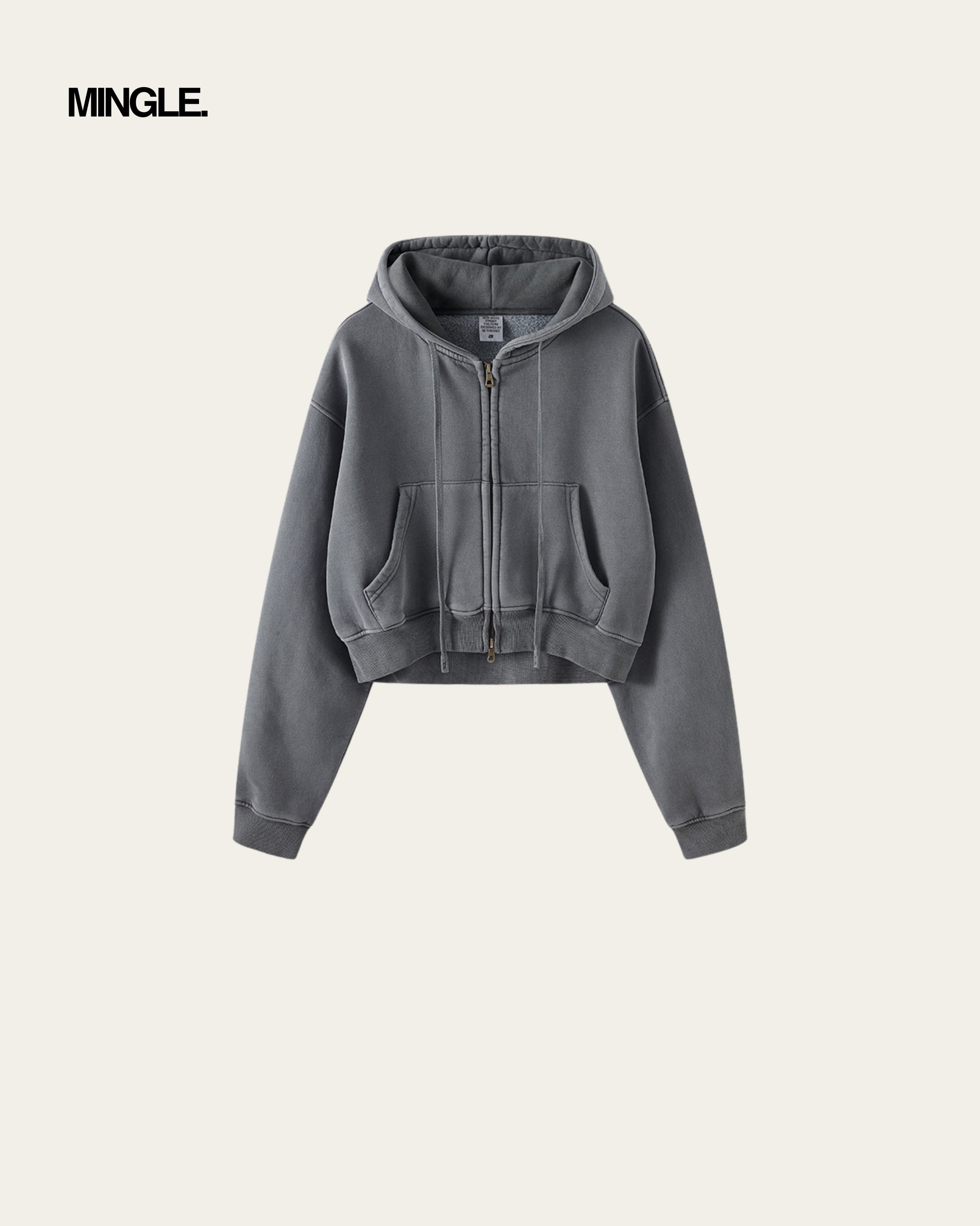 WOMEN CROP FULL ZIP HOODIE