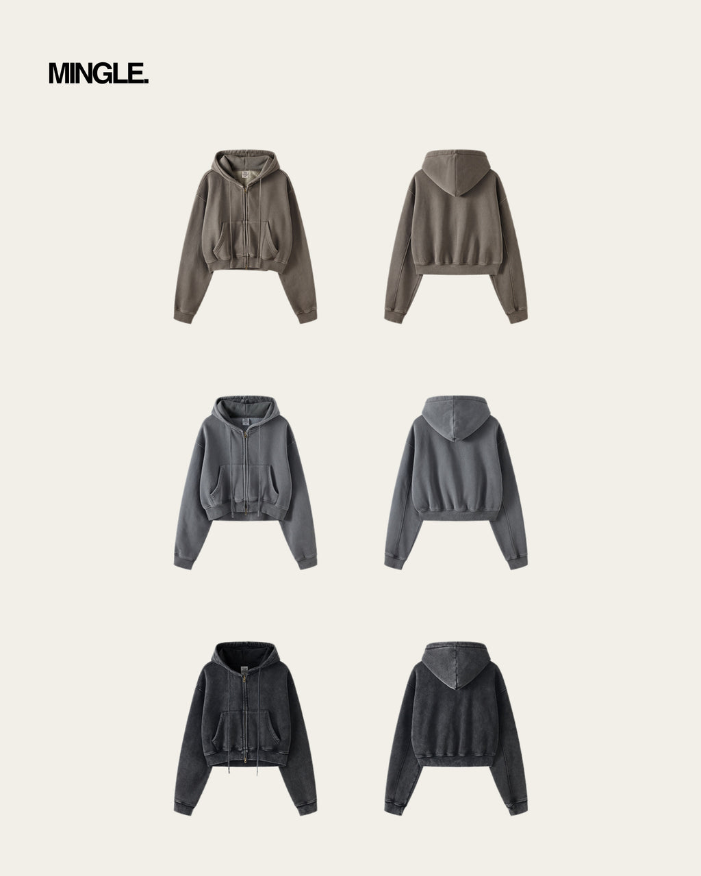 WOMEN CROP FULL ZIP HOODIE