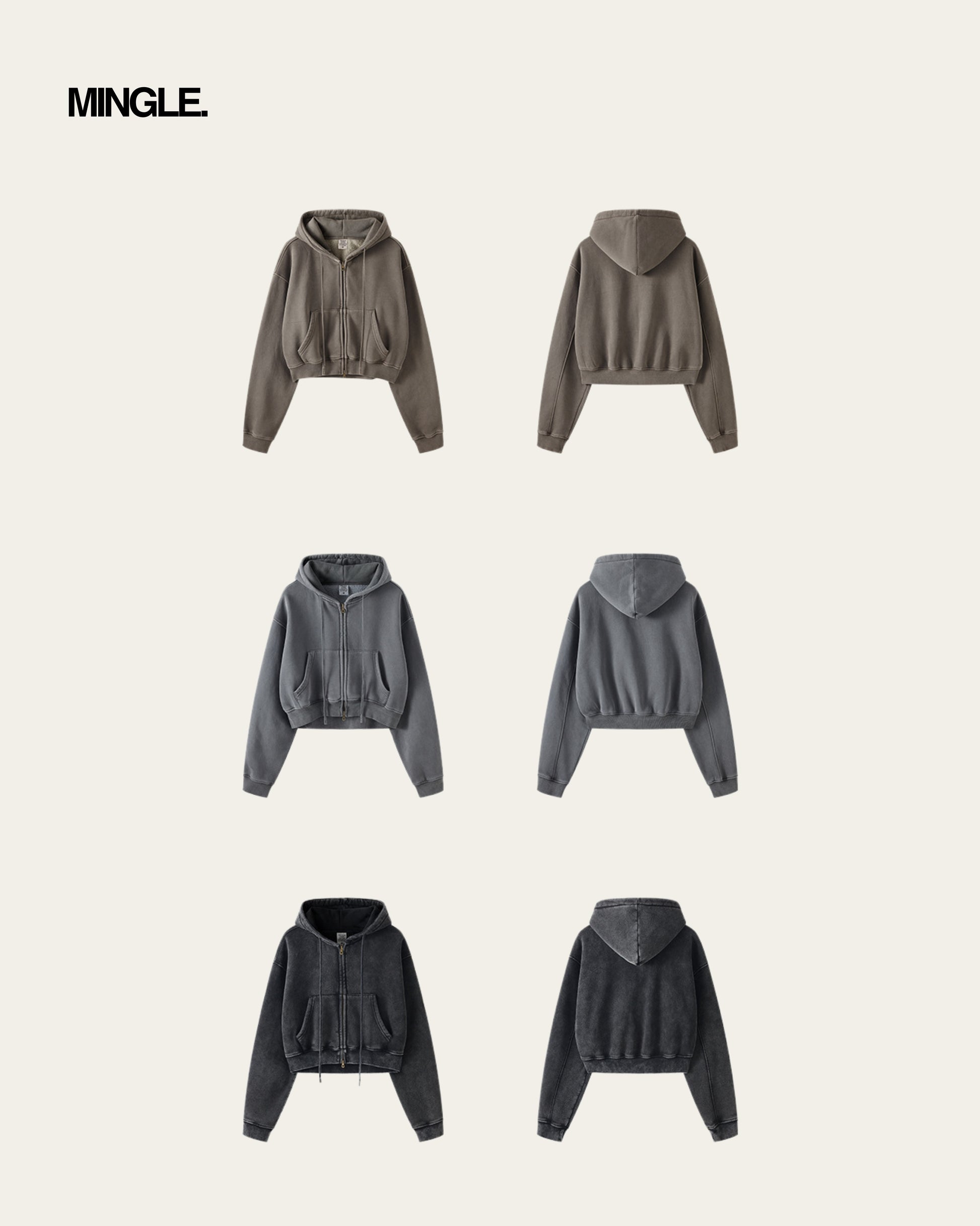 WOMEN CROP FULL ZIP HOODIE