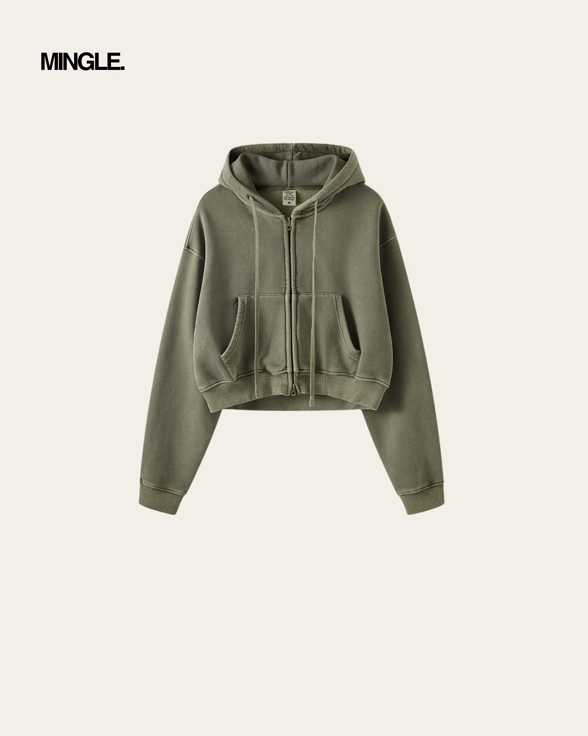 WOMEN CROP FULL ZIP HOODIE