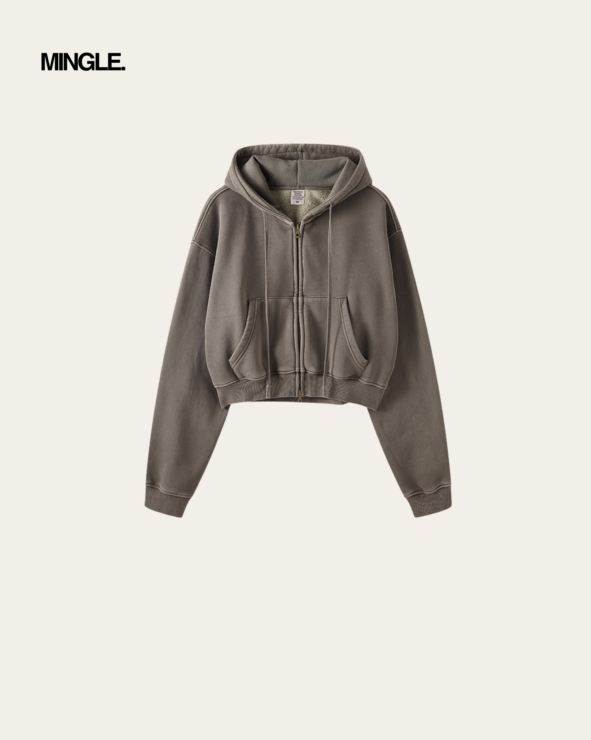 WOMEN CROP FULL ZIP HOODIE