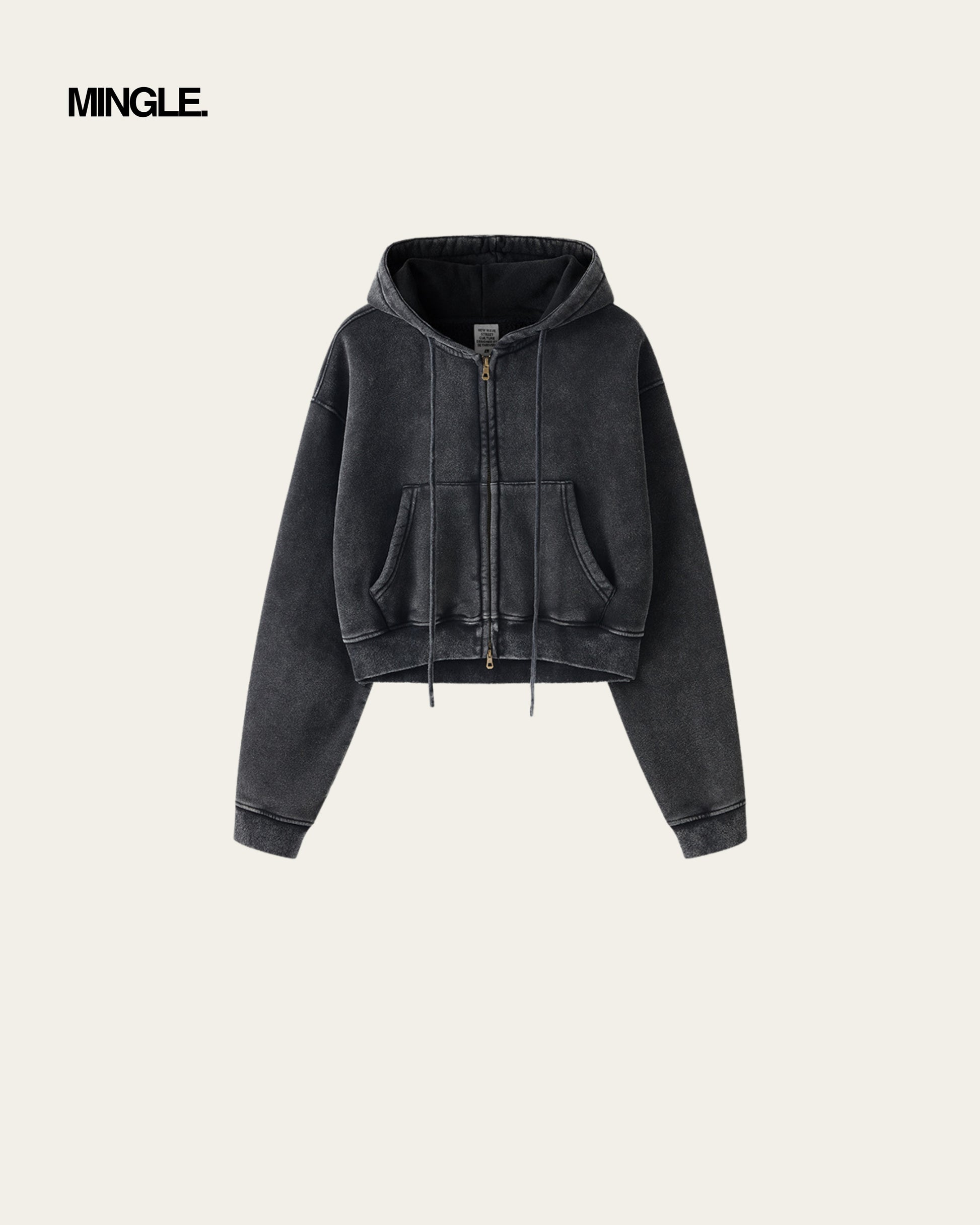 WOMEN CROP FULL ZIP HOODIE