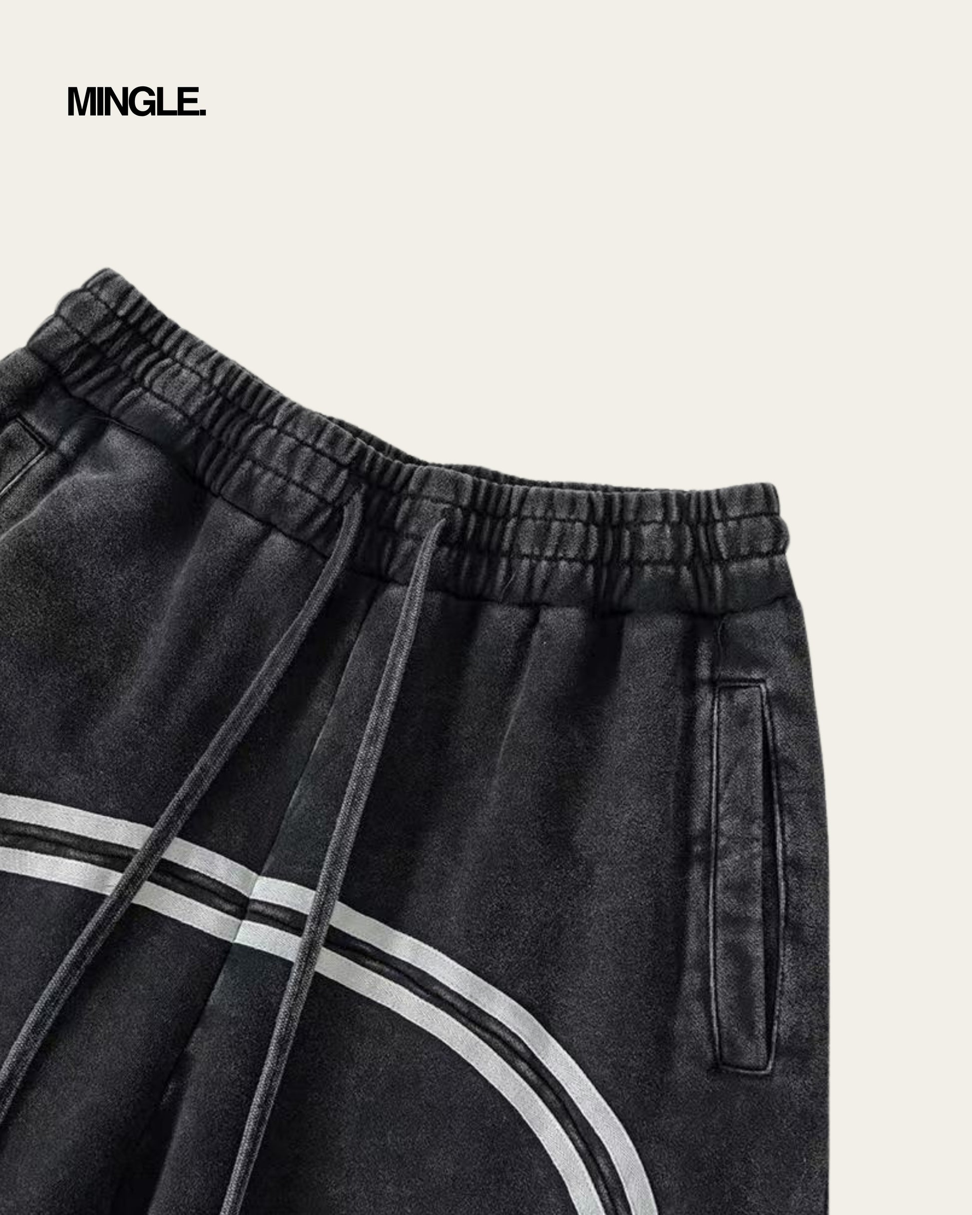 WASHED BATIK WEBBING ZIPPER LONG PANTS