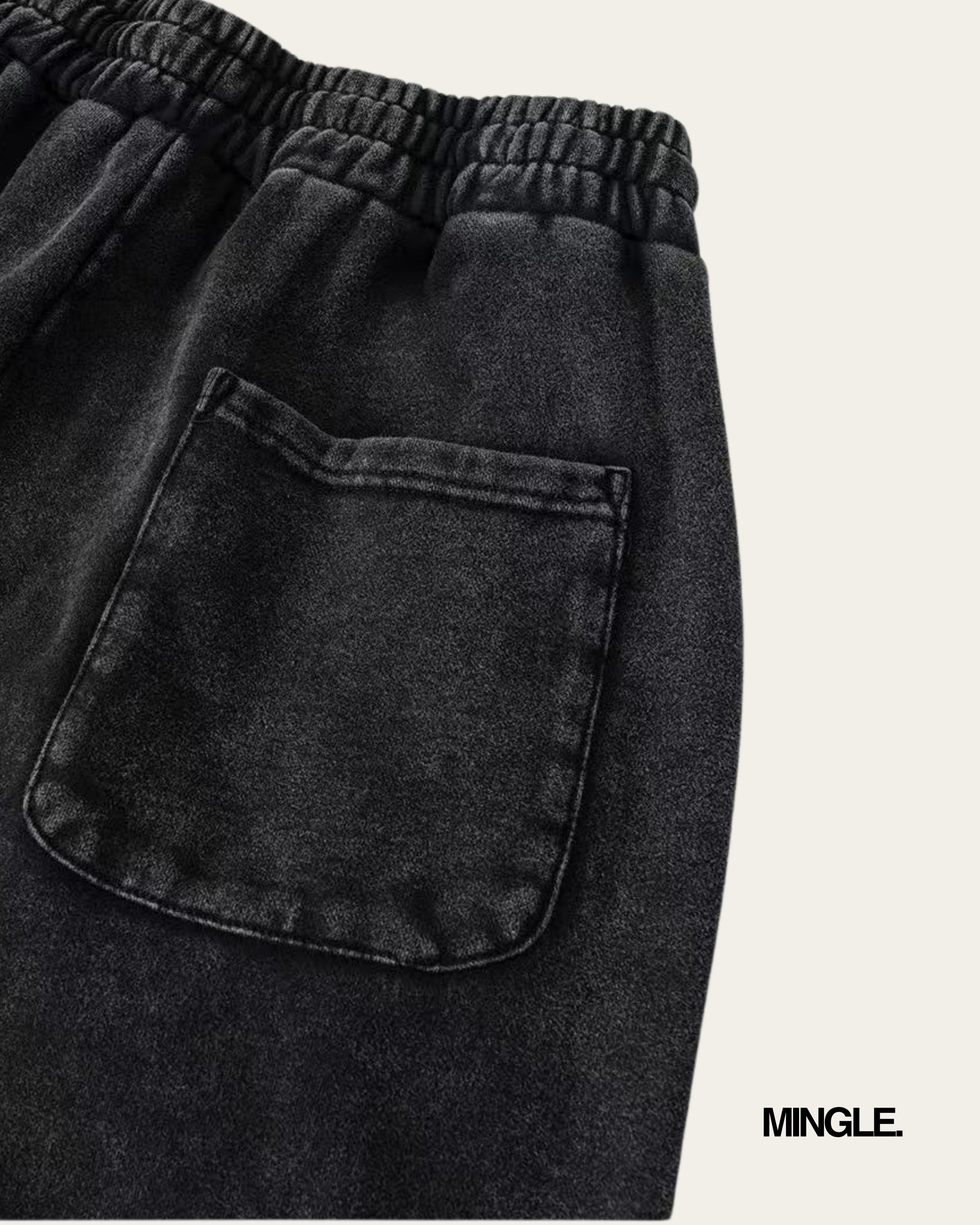 WASHED BATIK WEBBING ZIPPER LONG PANTS
